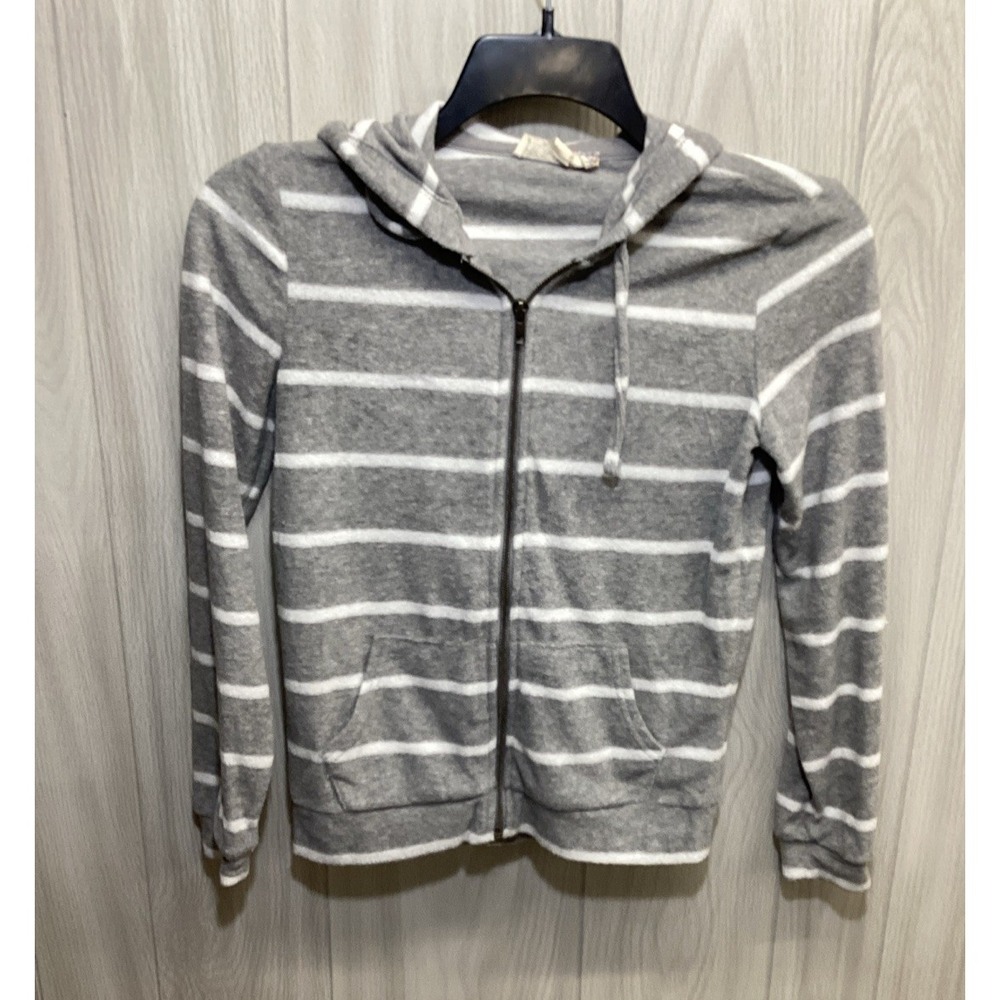 PINK REPUBLIC Women's (Size XS) Long Sleeve Full Zip Hooded Striped  Shirt‎